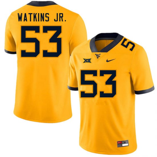 Men's West Virginia Mountaineers NCAA #53 Eddie Watkins Jr. Gold Authentic Nike Stitched College Football Jersey HU15N42EX